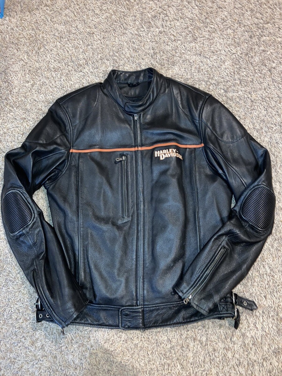 い*ん様 Harley-Davidson ブラック パンチングレザージャケット Vツインバーシティレザージャケット -ハーレーダビッドソン公式