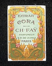 Extrait Cora Ch - Fay Parfumeur Paris Small French Paper Label NOS VGC Gilt 