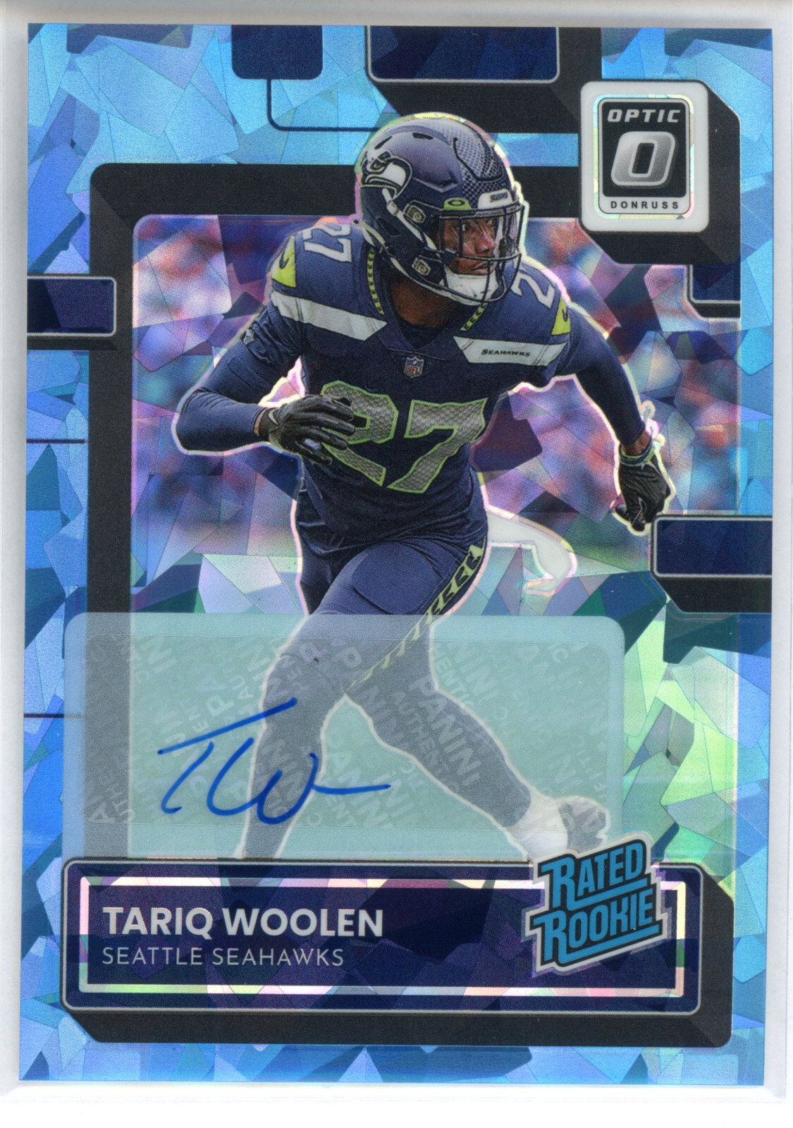 2022 Donruss Optic Tariq Riq Woolen RC Auto Cracked Ice /15 SSP