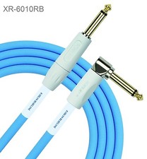 10ft Kirlin 1/4" Mono M/M Straight to Right Angle Instrument Cable, Blueline