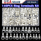 140x Copper Battery Cable End Eyelet Ring Lug Terminal Wire Connector Crimp Kit