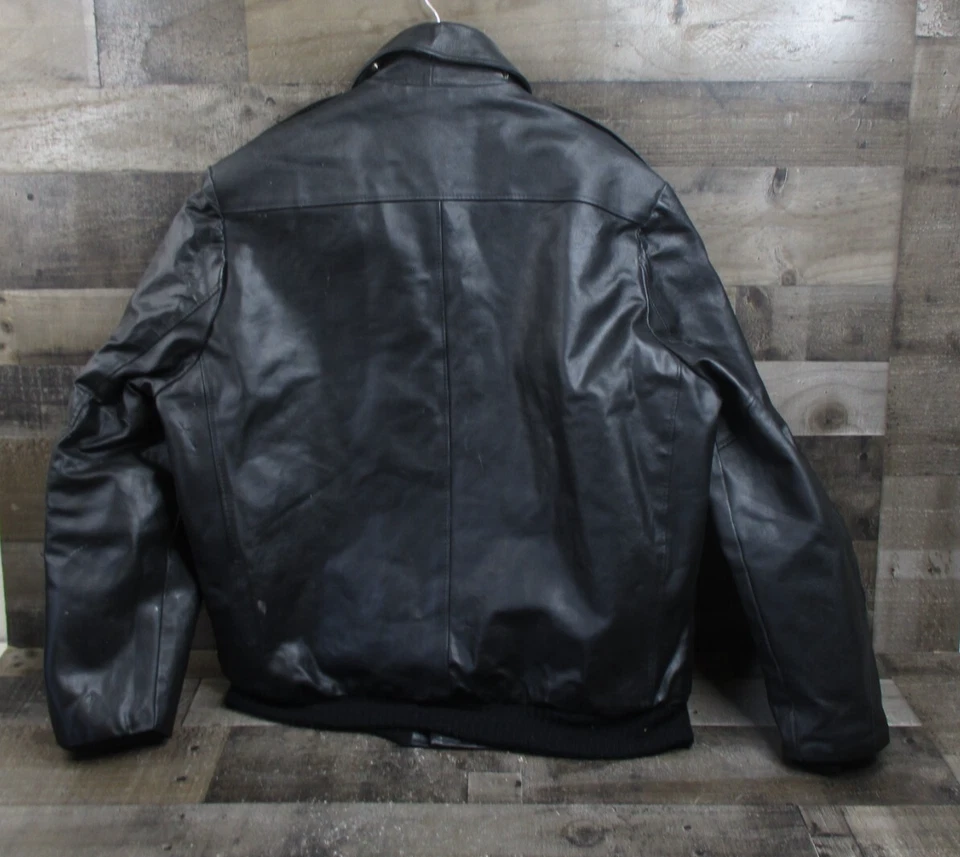 Chaqueta de Cuero Oakton De Colección Para Hombres 46 XL Alta Negra Acolchada Cremallera Completa Moto EE. UU. Foto 3 de 4