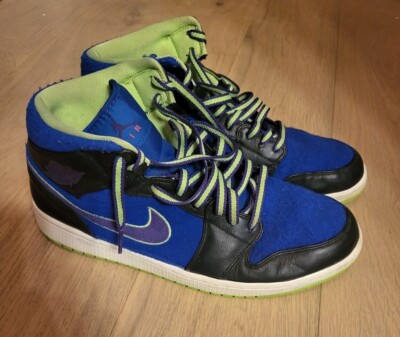 Nike Mens Air Jordan 1 Mid 633206-040 Blue Purple Fuzzy Size