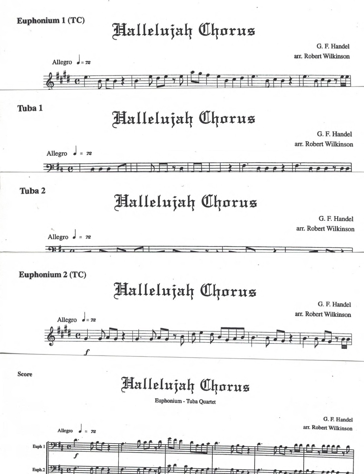 HALLELUJAH CHORUS Christmas TUBA QUARTET ARRANGEMENT Sheet Music eBay