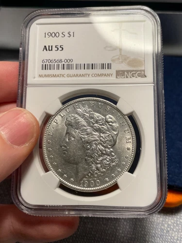 (#101558) Morgan Dollar: 1900 S --- NGC AU 55 ---  Better date!!! (see video)