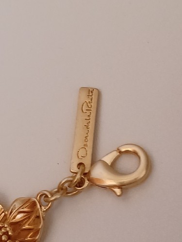Oscar de la Renta-Collier fleurs dorées émaillées en bleu clair - Photo 10/14