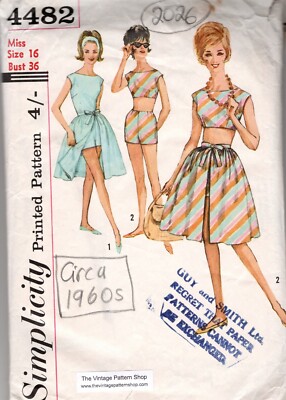1960s Vintage Sewing Pattern B36in Top Shorts Blouse