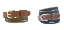 Zep-Pro Leather Canvas BILLFISH Slam Woven RIBBON Belt Marlin Sailfish