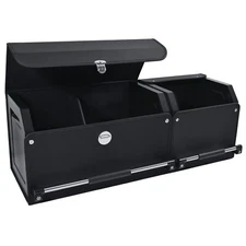 Car Trunk Organizer 2 in 1 Leather Car Storage Box with Lid and Sturdy Handle