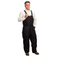 Wyoming Traders Men Water Resistant Black Oxford Double Knee Insulated Work Bibs