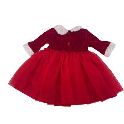 Marmellata Christmas Dress Red Faux Fur Trim Tutu Party Baby Girl Size 18  Months | eBay
