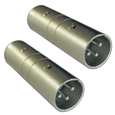 NEW 2 pack 3pin XLR m to m MALE mic microphone cable cord adapter coupler joiner