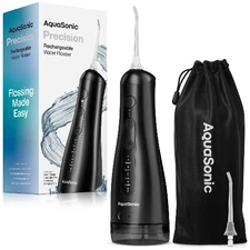 AquaSonic Precision Rechargeable Cordless Water Flosser with Travel Bag  