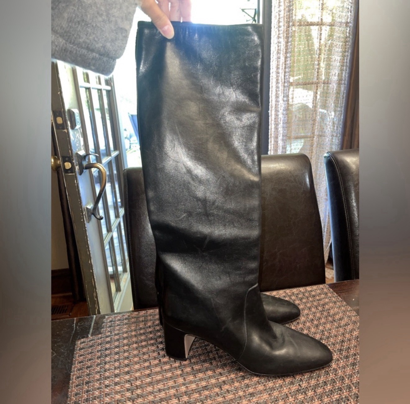 Prada Tronchetti Block Heel Knee High Leather Boots image 6