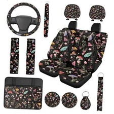 14 Pcs Mushroom Car Seat Cover Set for Women,Auto Steering Mushroom Butterfly