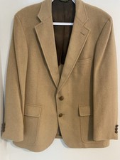 Vtg Palm Beach Mens 100 Camel Hair Blazer Sport Coat Tan 2 button Jacket SZ 46