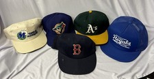 Lot Of 5 Vintage MLB Assorted Baseball Hats-KC-Red Sox-Oakland-Toronto NBA Mavs