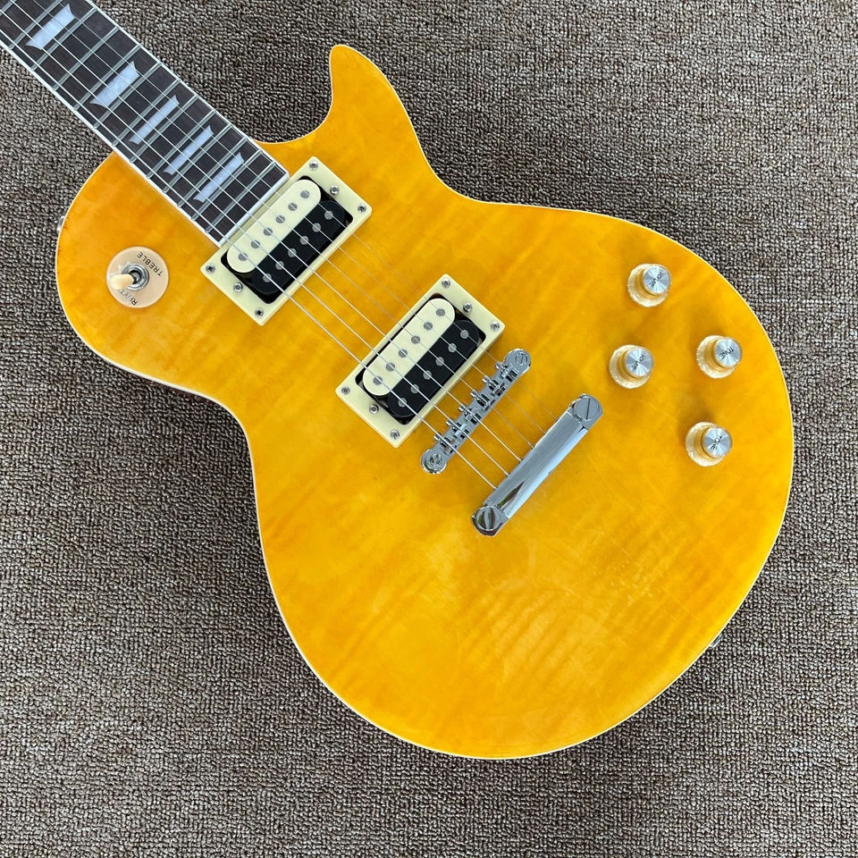 Guitarra eléctrica Chibson estándar, cuerpo de caoba llama tapa de arce entrega rápida Foto 3 de 4