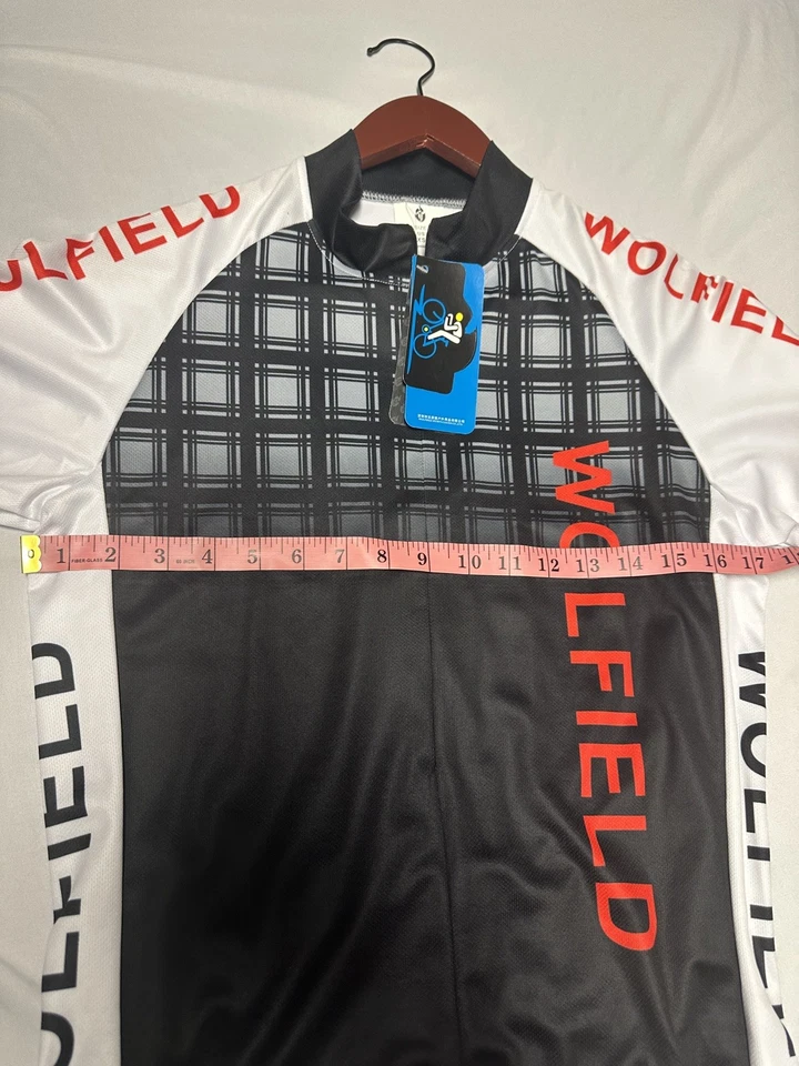 Wolfield Black, White, & Red Cycling 3/4 Zip Jersey XS. NWT. 3 back pockets  - Image 3 of 4