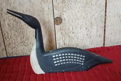 The Bond Collection Ltd Hand-Carved Wooden Loon Bird Figurine Decoy 