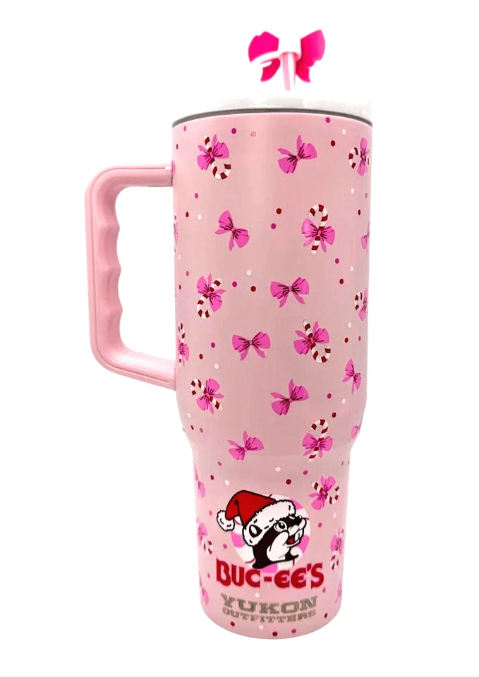 ¡Nuevo vaso de vacaciones de Navidad Buc-ee's rosa arco 2025 de 40 oz! Foto 2 de 2