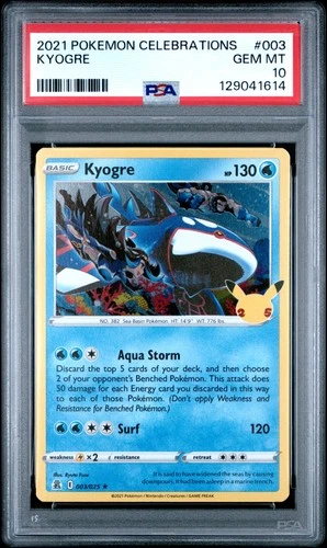 2021 POKEMON CELEBRATIONS #003 KYOGRE PSA 10