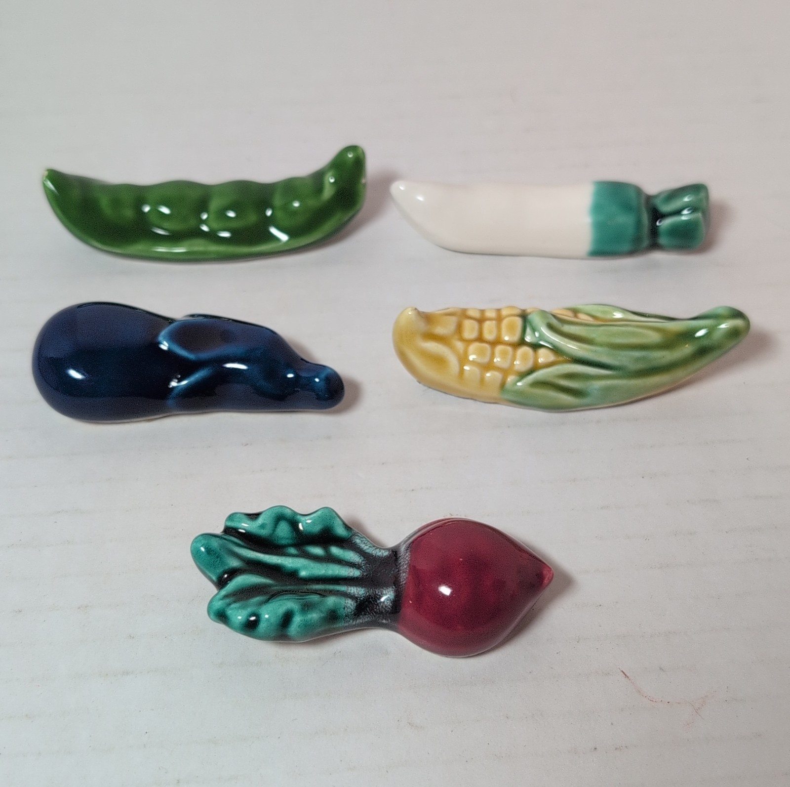 *RARE* Arita Ware Akamine Vegetable Chopstick Rests Lot Of 5 Ceramic Corn Radish