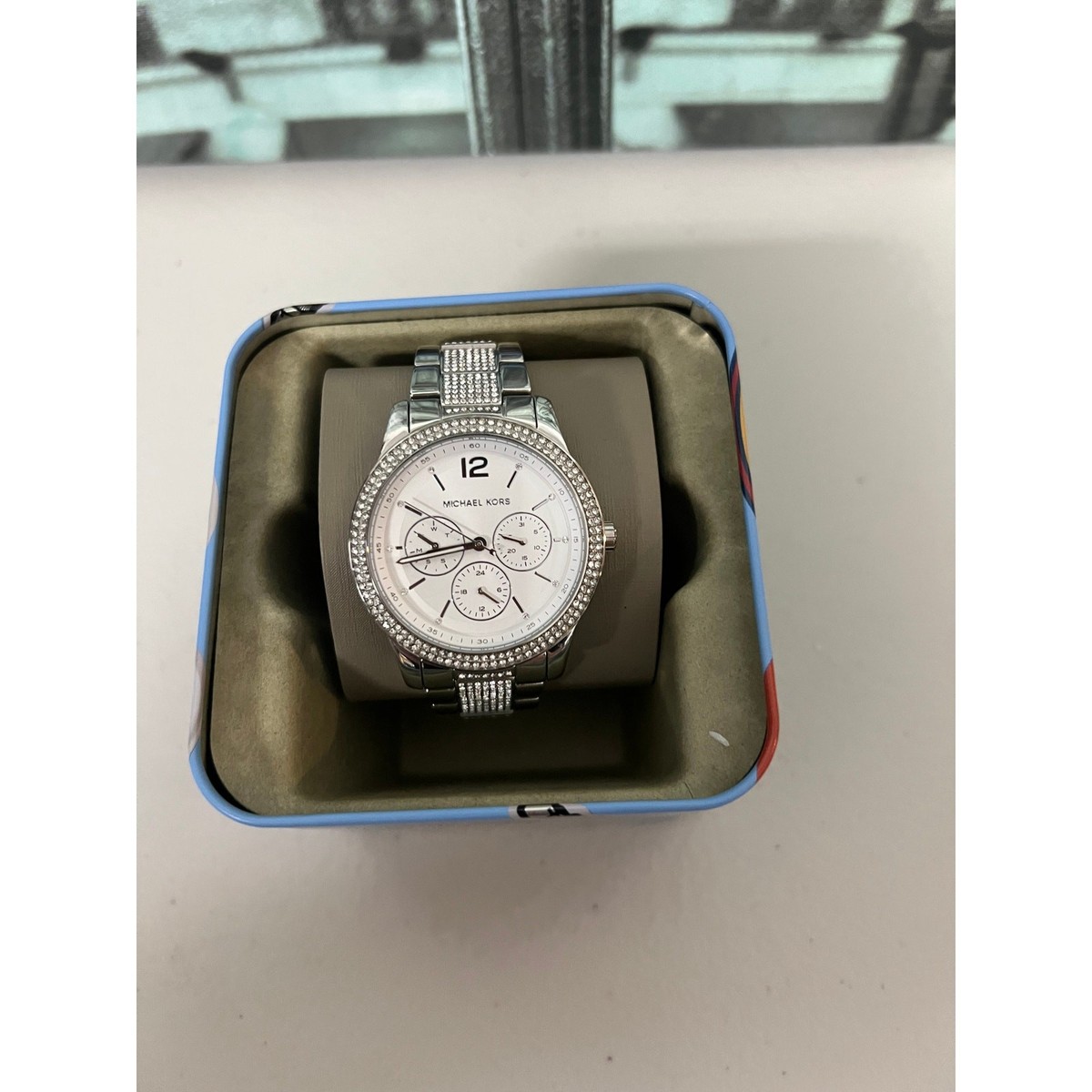 Michael Kors MK7294 Oversized Tibby Pavé Silver-Tone Watch | eBay