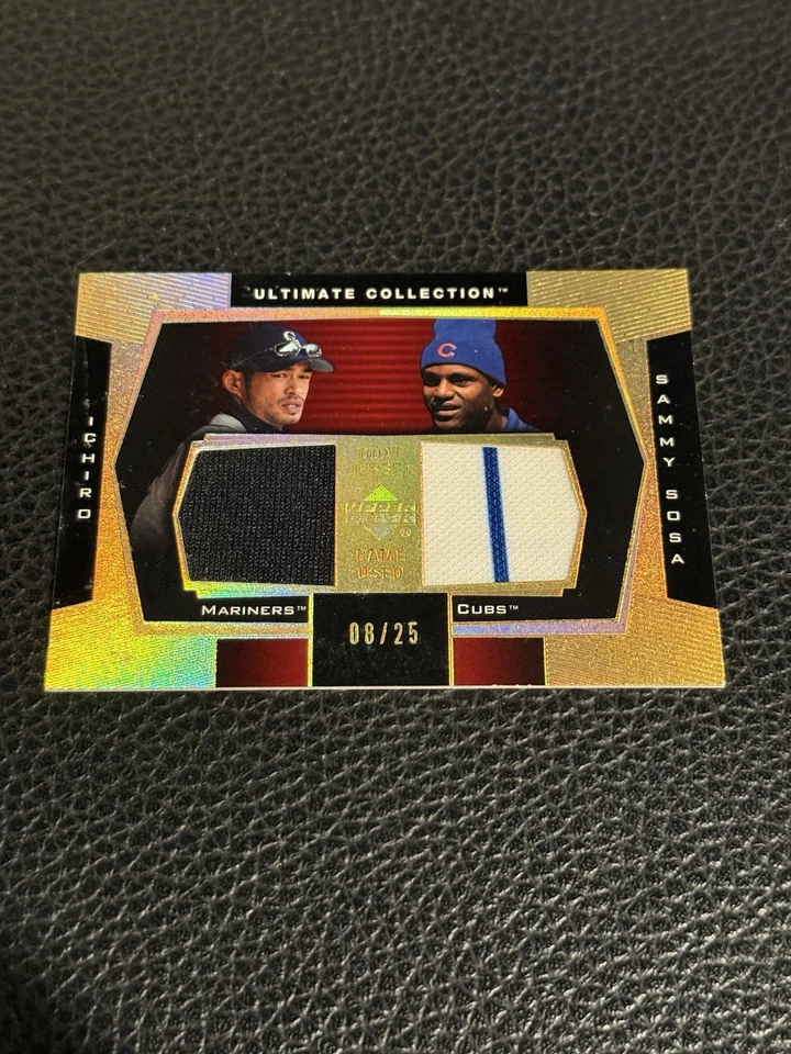 2003 Upper Deck Ultimate Collection jogo de jersey duplo usado Ichiro Sammy Sosa /25 - Imagem 2 de 4