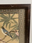 Vintage Framed Chinese Silk Painting Stamped Bird on Cherry Blossom Tree Branch — photo 3