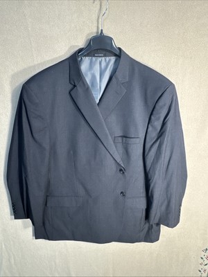 WILKE RODRIGUEZ 60R Charcoal Dark Gray Woven Wool Poly 2 Button Double Vent