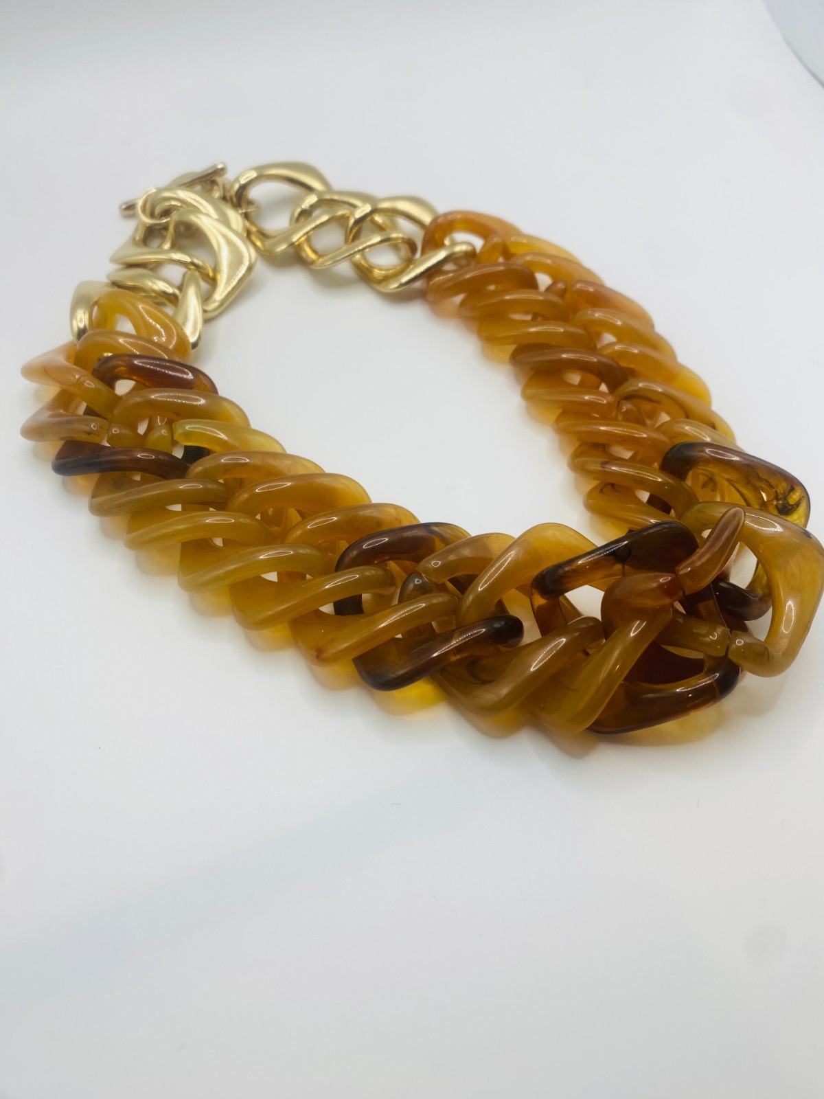 Talbots Gold Link & Tortoise-Pattern Necklace Chu… - image 6