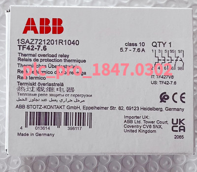 TF42-7.6 1PCS Brand New ABB TF42-7.6 1SAZ721201R1040 5.7-7.6A  Fast shipment