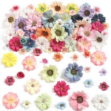 90 PCS Mini Artificial Silk Flower Heads Multicolor Peony Daisy Rose DIY