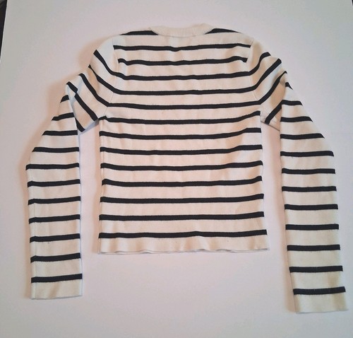 Abercrombie & Fitch Kids Big Girls Sweater XS White Black Stripes Viscose - Picture 3 of 8
