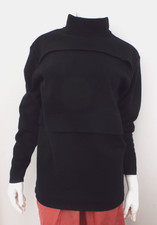 Vintage 1980s Issey Miyake Black Wool Tunic Sweater Top MEDIUM Brush Label Japan