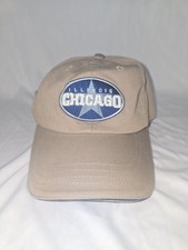 Vintage Chicago Illinois baseball cap, adjustable dad hat, tan blue  silver