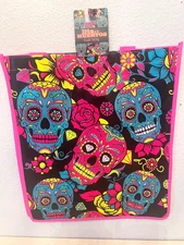 Dia de los Muertos  Reusable Eco Pink  Trick or Treat Tote Bag with Handles