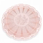 Vtg 1930s Jeannette Cherry Blossom Pink Depression Glass 10” Footed Cake Plate