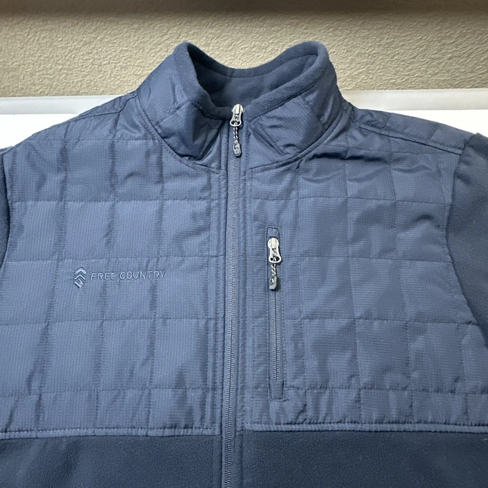 Chaqueta polar Free Country para hombre cremallera completa azul marino grande/42-44 #0727 Foto 3 de 4
