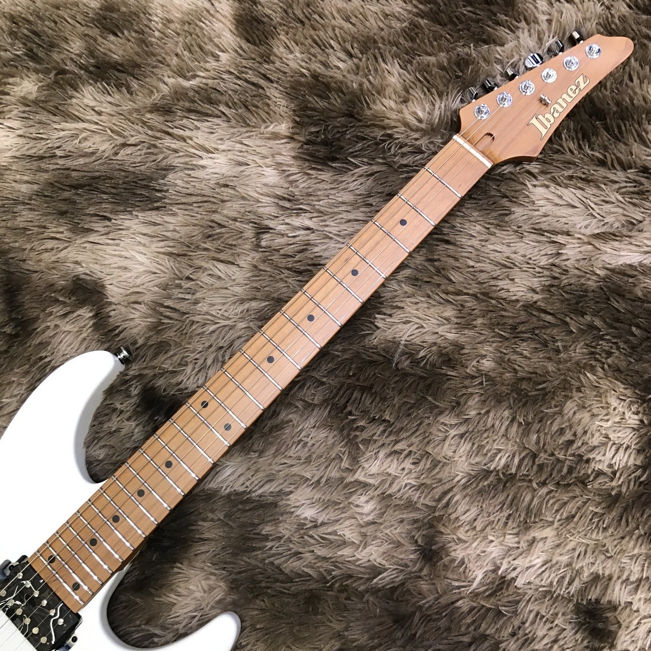 Ibanez Prestige AZ2402 PWF Pearl White Flat Electric Guitar, Roasted Maple Neck