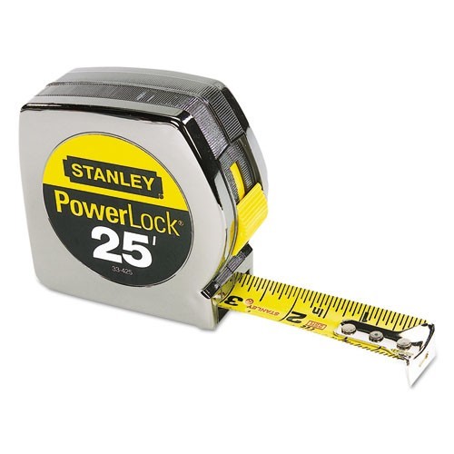 Stanley Powerlock II Power Return Rule, 1" x 25 ft, Chrome/Y