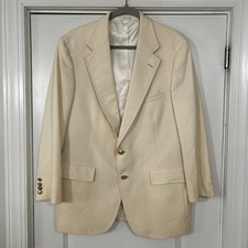 VINTAGE Chaps Ralph Lauren Cream Summer Blazer 44R Gold Buttons Sport Coat