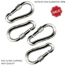 4PCS 3.16" 316 Stainless Steel Carabiner Clips Heavy Duty Lock Snap Spring Hook