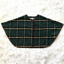 Janie and Jack Girl s Countryside Ride Green Plaid Collar Cape Stole Size 5-6