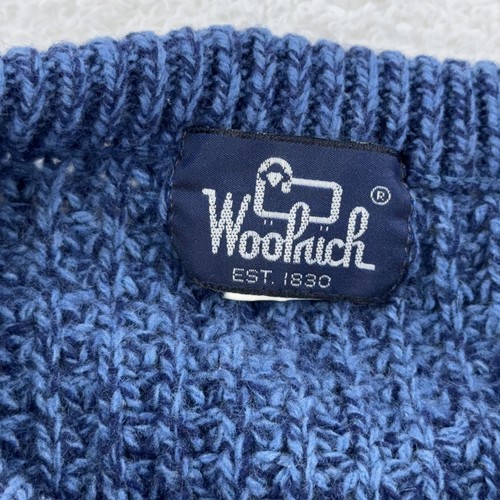 Vintage Woolrich Sweater XS Blue Chunky Knit Wool Blend Pullover Crewneck Winter - Picture 6 of 7