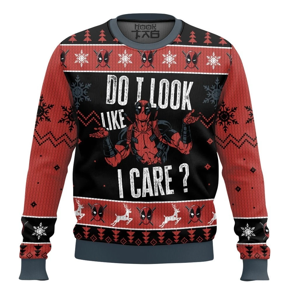 Do I Look Like I Care Deadpool Ugly Christmas Sweater