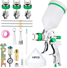 HVLP Spray Gun Kit with 1.4/1.7/2.0mm Nozzles & Air Filter Gauge