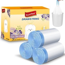 4 Gallon Drawstring Trash Bags,280 Count White 280