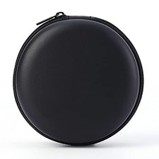 Earphone Case Headphone Earbud Hard Protective Carrying Case Bag Black Round